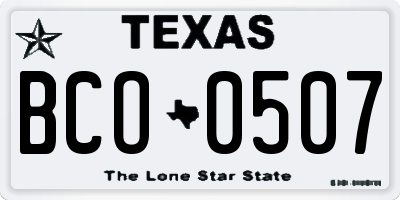 TX license plate BCO0507
