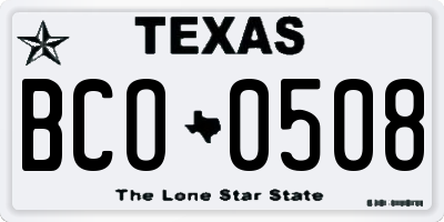TX license plate BCO0508