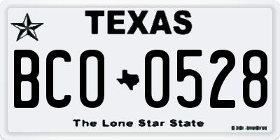 TX license plate BCO0528
