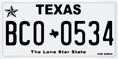 TX license plate BCO0534