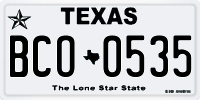 TX license plate BCO0535