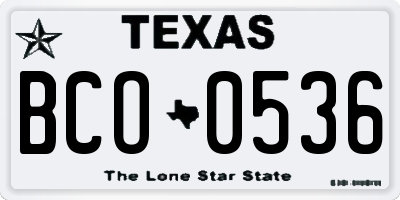 TX license plate BCO0536