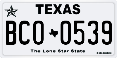 TX license plate BCO0539