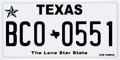 TX license plate BCO0551