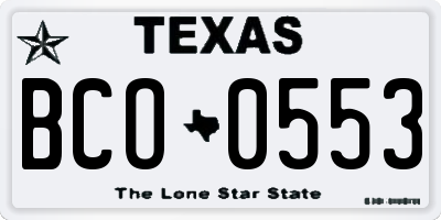 TX license plate BCO0553