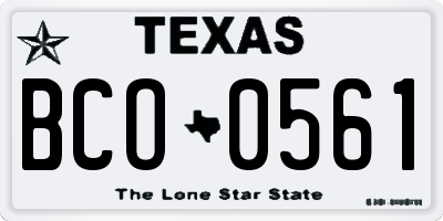 TX license plate BCO0561