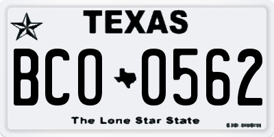TX license plate BCO0562