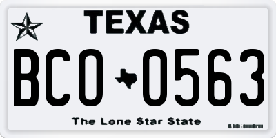 TX license plate BCO0563
