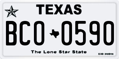 TX license plate BCO0590