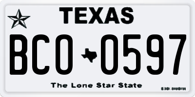 TX license plate BCO0597