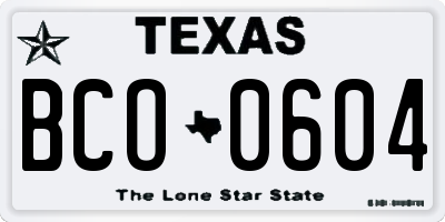TX license plate BCO0604