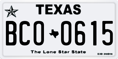 TX license plate BCO0615