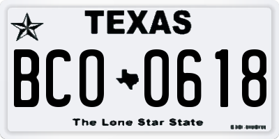 TX license plate BCO0618
