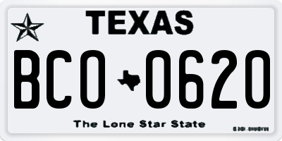 TX license plate BCO0620