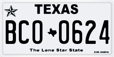 TX license plate BCO0624