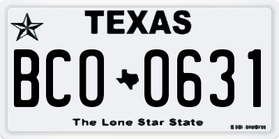TX license plate BCO0631