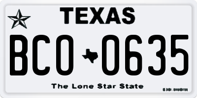 TX license plate BCO0635