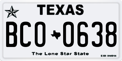 TX license plate BCO0638