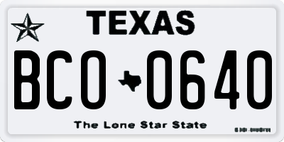TX license plate BCO0640
