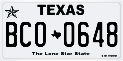 TX license plate BCO0648