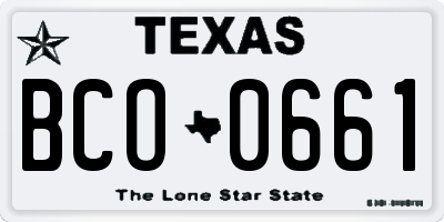 TX license plate BCO0661