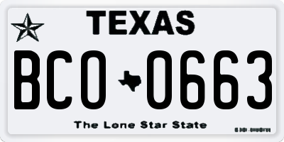 TX license plate BCO0663