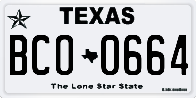 TX license plate BCO0664