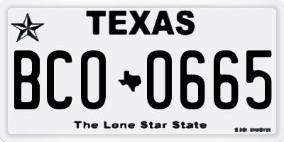 TX license plate BCO0665