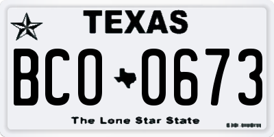 TX license plate BCO0673