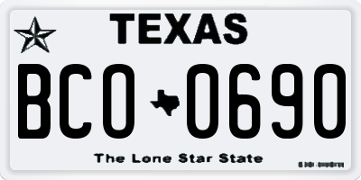 TX license plate BCO0690