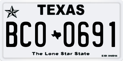 TX license plate BCO0691