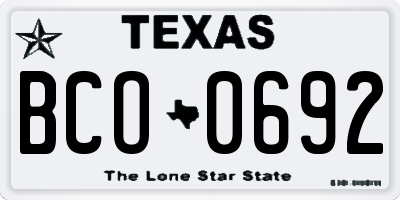 TX license plate BCO0692