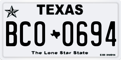 TX license plate BCO0694