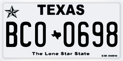 TX license plate BCO0698