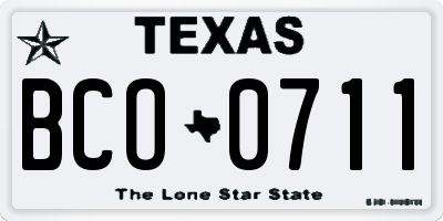 TX license plate BCO0711