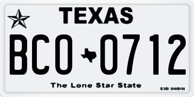 TX license plate BCO0712