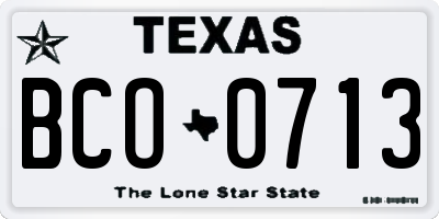 TX license plate BCO0713