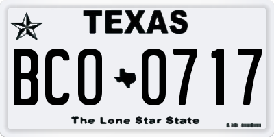 TX license plate BCO0717