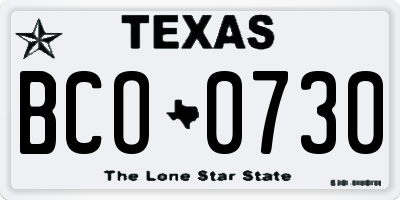 TX license plate BCO0730