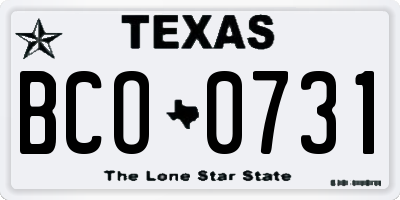 TX license plate BCO0731