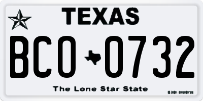 TX license plate BCO0732