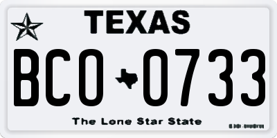 TX license plate BCO0733