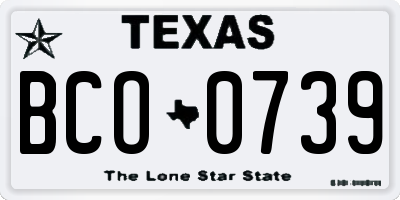 TX license plate BCO0739