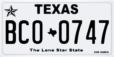 TX license plate BCO0747