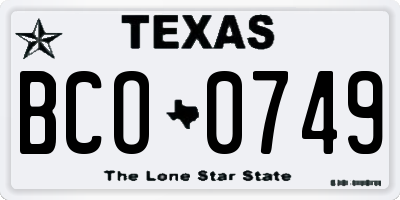 TX license plate BCO0749