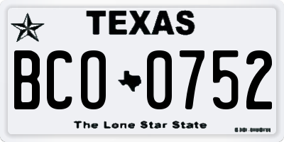 TX license plate BCO0752