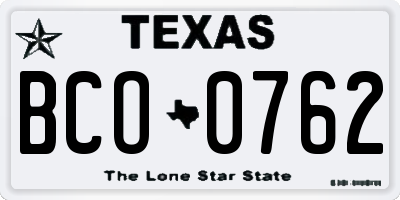 TX license plate BCO0762