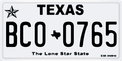 TX license plate BCO0765