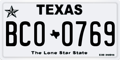 TX license plate BCO0769