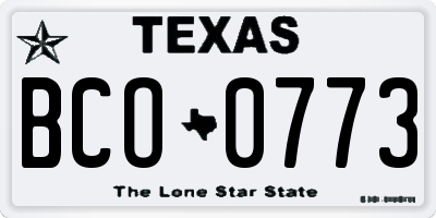 TX license plate BCO0773